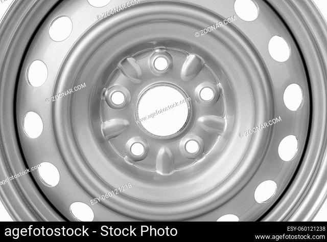 Steel car rim isolated on white background