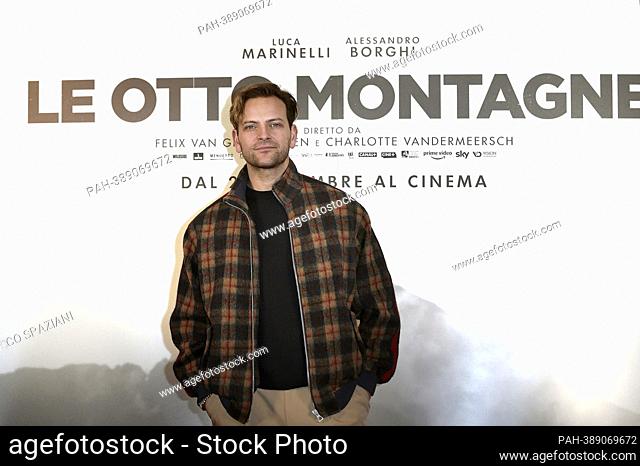 Alessandro Borghi attends “Le Otto Montagne” Photocall at The Space Moderno Cinema on December 19, 2022 in Rome, Italy. - Rome/Italien