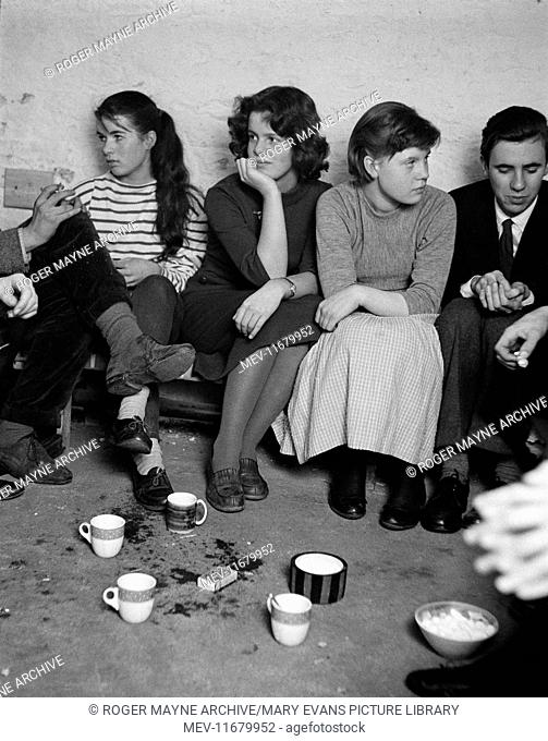 A group discussion in the 'Cavern' at the Partisan Coffee House, Soho, London. The Partisan was a radical venue of the New Left, at 7 Carlisle Street