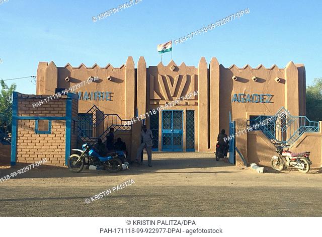 The town hall of Agadez, the Niger city at the border to the Sahara in Agadez, Niger, 25 October 2017. Local politicians work to prevent migrants from being...