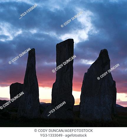 Silhouette of Callanish standing stones, Isle of Lewis, Outer Hebrides, Scotland