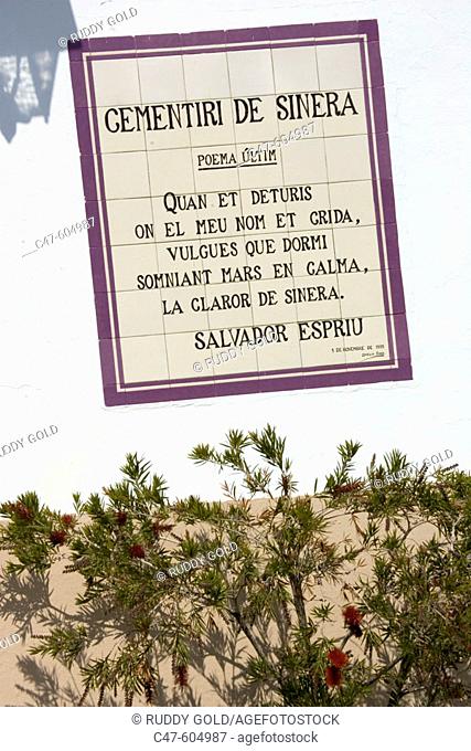 'Poema últim', poem by Salvador Espriu from the book 'El cementiri de Sinera'. Arenys de Mar, Catalonia, Spain