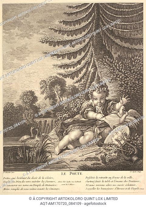 The Poet, ca. 1753, Etching and engraving, Sheet (trimmed): 10 9/16 in. Ã— 8 in. (26.9 Ã— 20.3 cm), Prints, Claude Augustin Duflos le Jeune (French