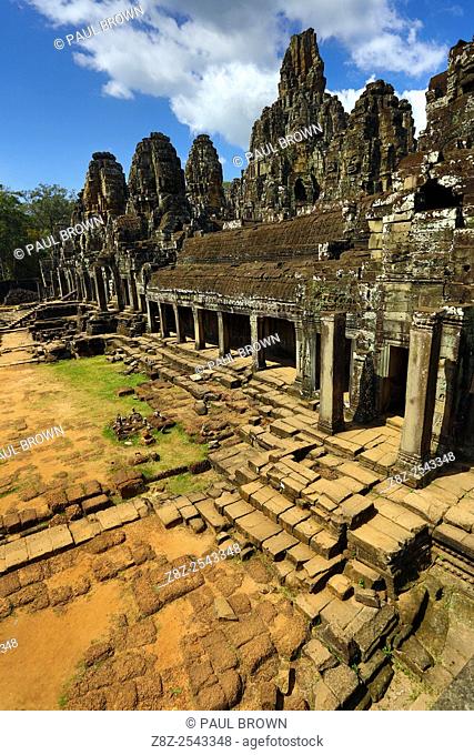 Bayon, Khmer Temple in Angkor Thom, Siem Reap, Cambodia. Built in the late 12th / early 13th century as the official state temple of the Mahayana Buddhist King...