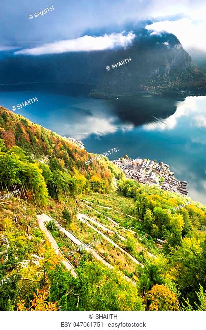 View of Hallstatt from the top of mountain