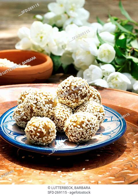 Walnut and sesame seed balls North Africa