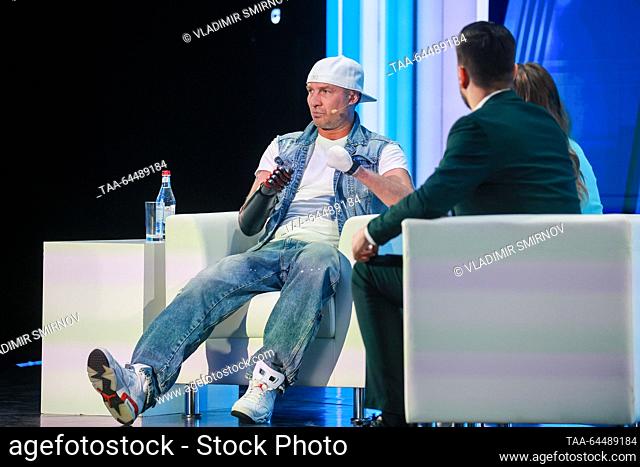 RUSSIA, MOSCOW - NOVEMBER 6, 2023: Ice dancer Roman Kostomarov attends the Znaniye: Pervye [Knowledge: The First Ones] educational marathon as part of the...