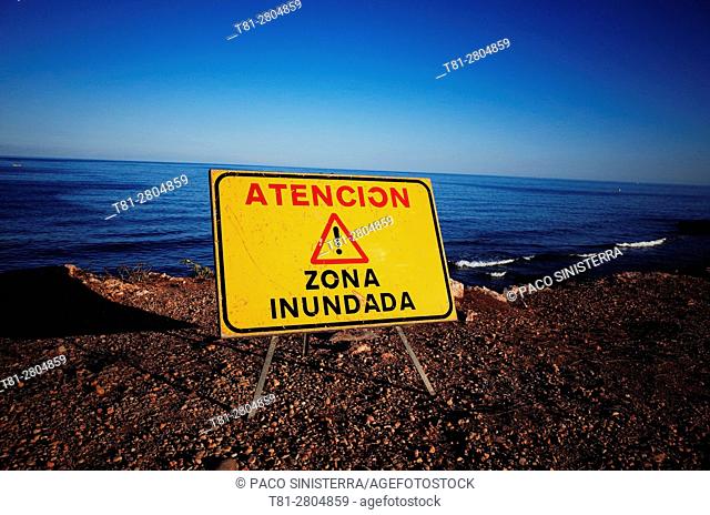 warning signs by the sea, Beach, Alcocebre, Castellon