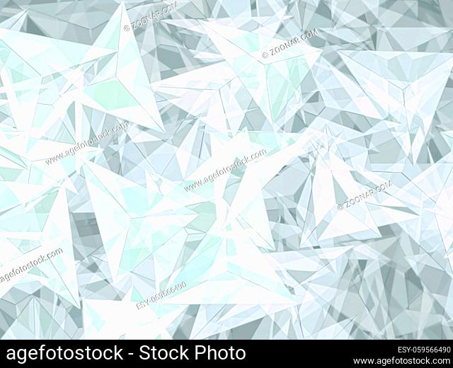 Abstract white geometric background - computer-generated image.Fractal art: chaos triangles of different sizes. Business or technology backdrop