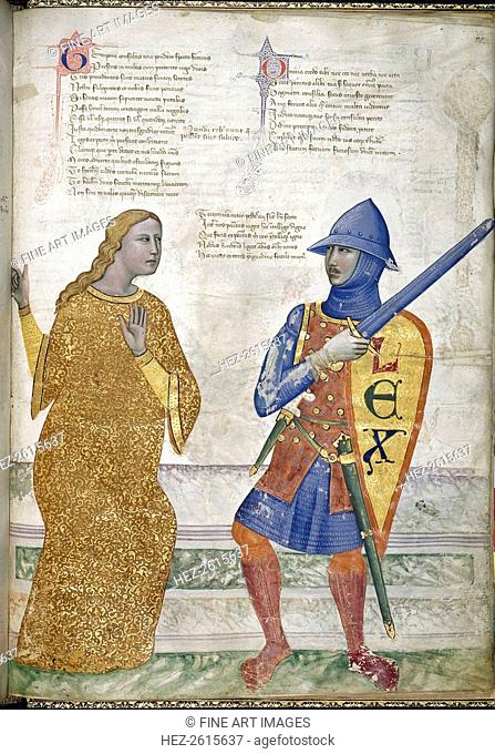 Prudence and Justice (From Regia Carmina by Convenevole da Prato). Artist: Pacino di Buonaguida (active 1302-1343)