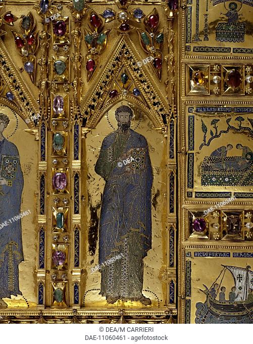 Pala D'Oro (Golden Pall) altarpiece, St Mark's Basilica, Venice. Goldsmith art, Italy, 12th-14th century. Detail