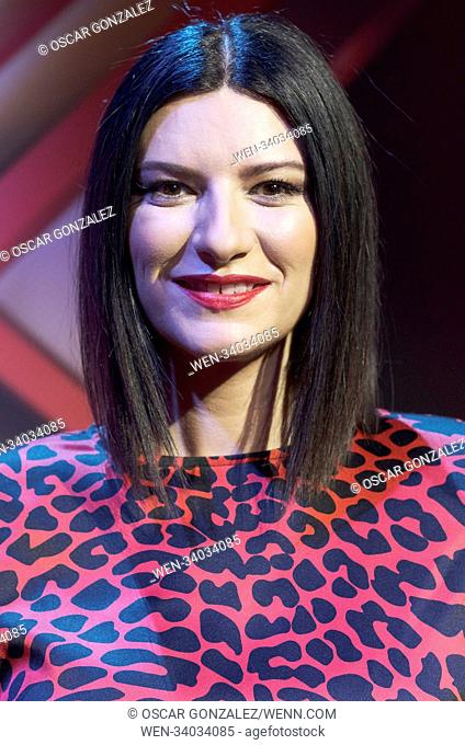 Laura Pausini attending a presentation of the third series of Spanish talent show 'Factor X', in which she appears as a judge, at Mediaset in Madrid, Spain