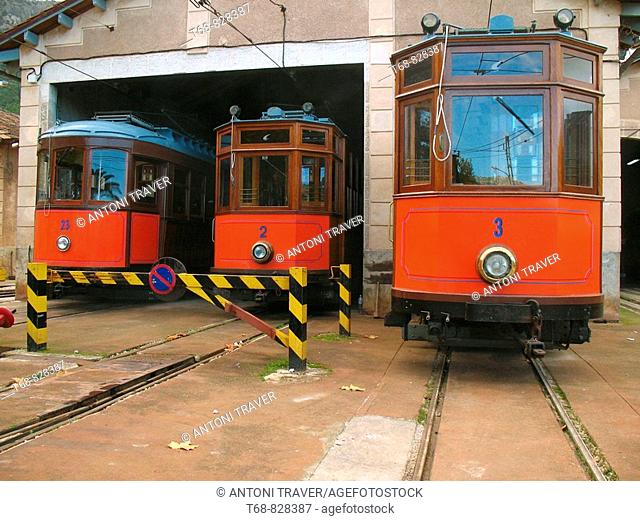 Old trams, Soller. Majorca, Balearic Islands, Spain