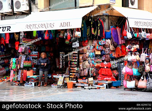 Souvenir shop in the old town of Granada, Andalusia, Spain, Europe