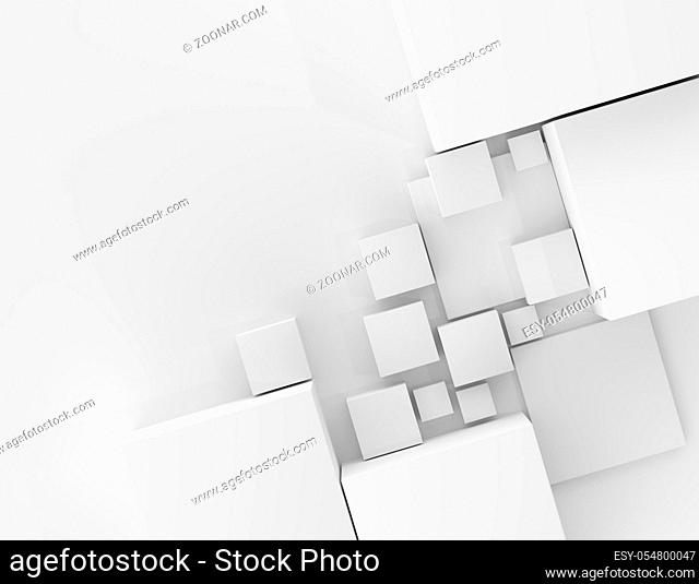 Abstract geometric shape cubes gray background 3d render