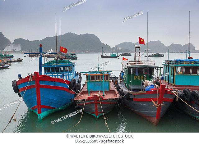 Vietnam, Cat Ba Island, Cat Ba Town, harbor and fishing fleet