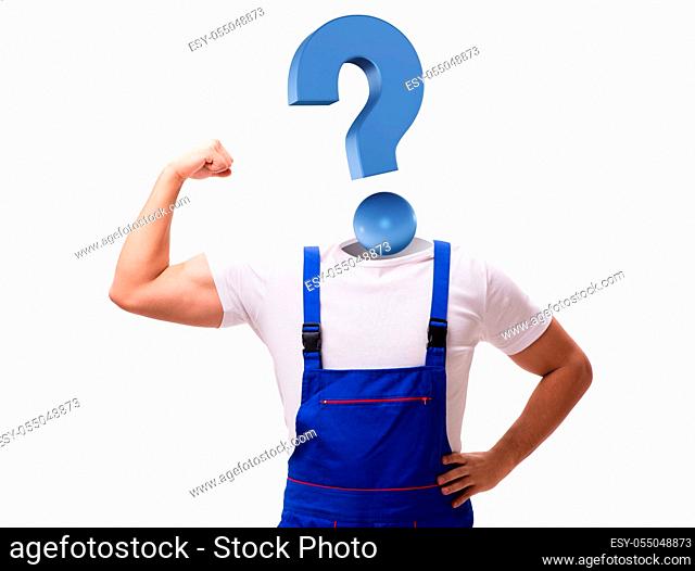 The worker with question mark instead of head