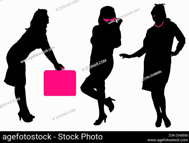 silhouette of the woman in the different poses