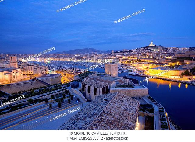 France, Bouches du Rhone , Marseille, Euromediterranee area, the Fort Saint Jean historical monument and the Jardin des Migrations, R. and R
