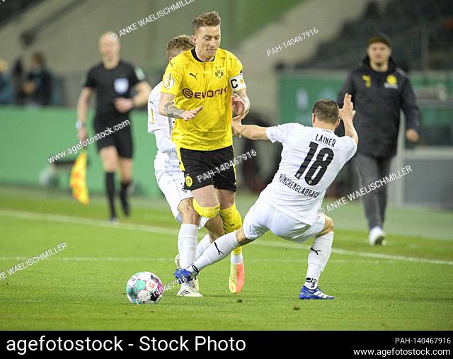 Marco REUS (DO) in duels versus Stefan LAINER r. (MG), action, football DFB Pokal quarter-finals, Borussia Monchengladbach (MG) - Borussia Dortmund (DO) 0: 1