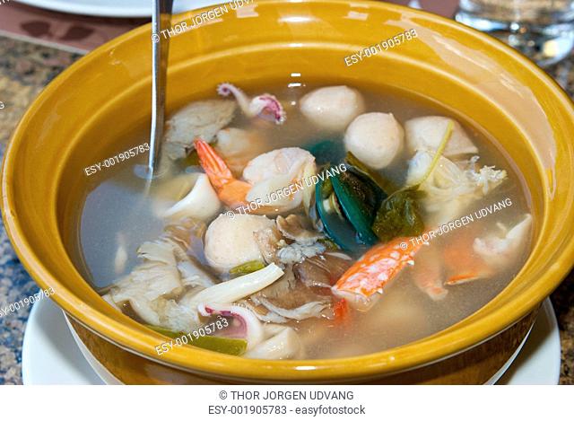 Thai spicy seafood soup