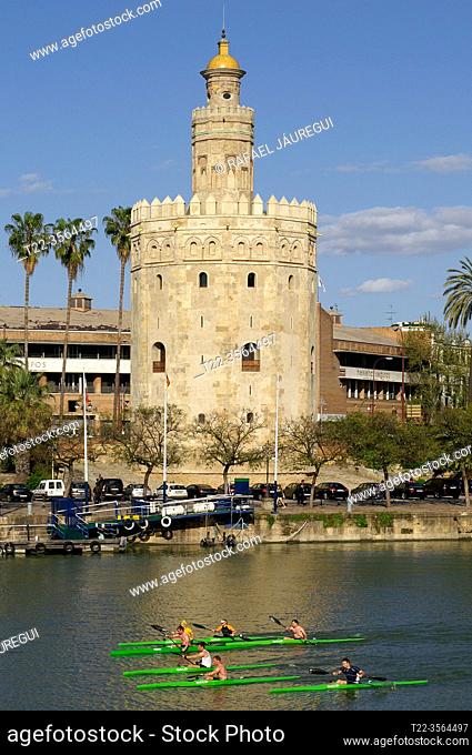 Sevilla (Spain). Torre del Oro next to the Guadalquivir river in the city of Seville