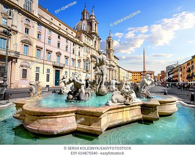 Fontana del Moro on piazza Navona in Rome, Italy