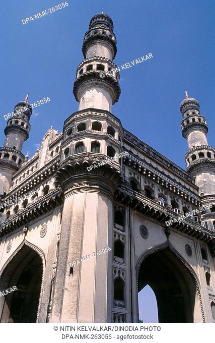 Side view of Charminar, Hyderabad, Andhra Pradesh, India, Asia