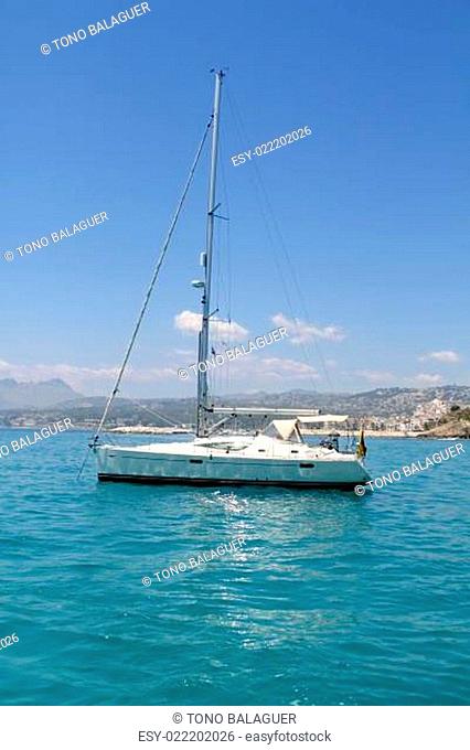 sailboat turquoise tropical Moraira Playa Portet