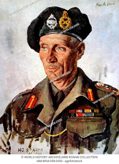 Portrait of General Sir Bernard Law Montgomery (1887-1976) nicknamed Monty and the Spartan General was a British Army officer. Dated 1941