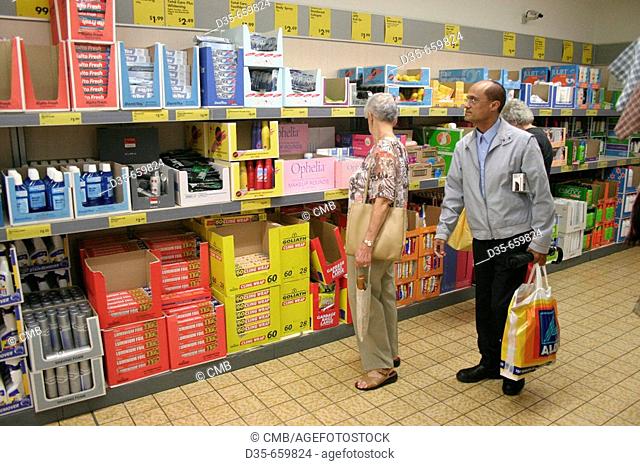 People at Aldi grocery store, Hurstville shopping centre, Hurstville, Sydney, Australia