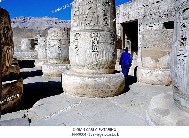 Medinet Habu, Luxor, Egypt, Djamet, mortuary temple of King Ramses III, XX dyn. 1185 -1078 B.C: hypostyle hall