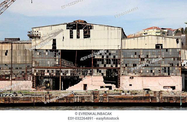 Old and Abandoned Shipyard in Istanbul City