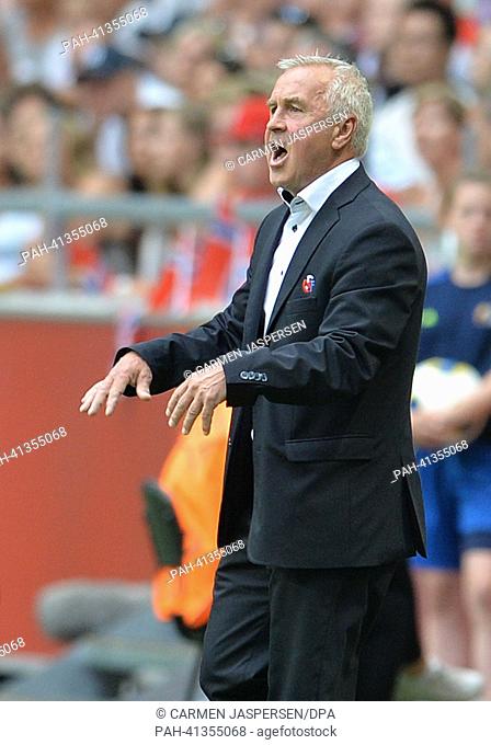 Coach Even Pellerud reacts during the UEFA Women«s EURO 2013 final soccer match between Germany and Norway at the Friends Arena in Solna, Sweden, 28 July 2013
