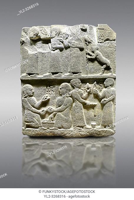 Picture & image of Hittite monumental relief sculpted orthostat stone panel of Royal Buttress. Basalt, KarkamÄ±s, (KargamÄ±s), Carchemish (Karkemish)