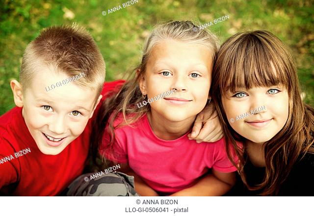 Portrait of happy children, Debica, Poland