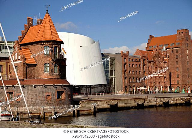 building of the Maritime pilots and Ozeaneum at the harbour of the Hanseatic City of Stralsund, Mecklenburg-Vorpommern, Germany