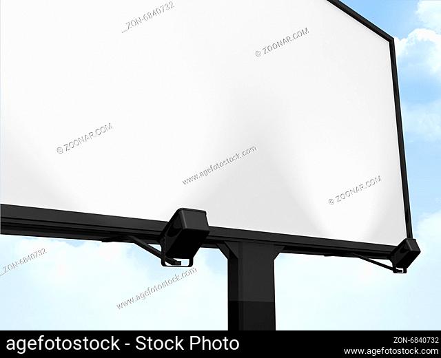 Large blank, empty, white billboard screen, on cloudy sky, for your advertisement and design
