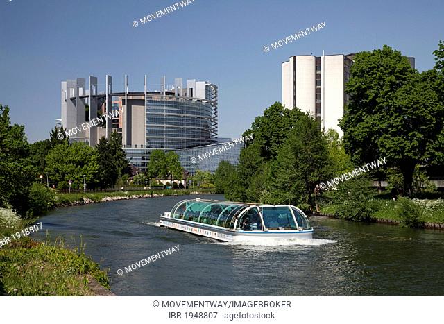 Cruise on the river Ill, European Parliament, Strasbourg, Alsace, France, Europe