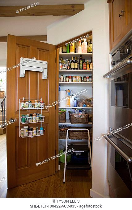 Open door to pantry in kitchen
