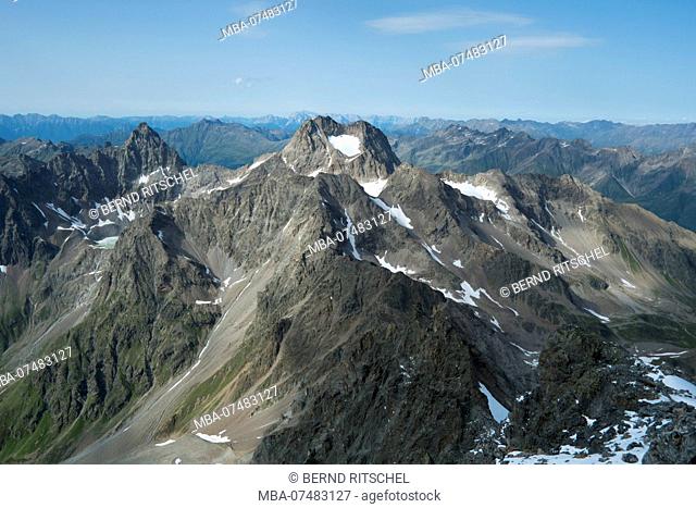 View on Verpeilspitze, Kaunergrat, Ã–tztaler Alps, Tyrol, Austria