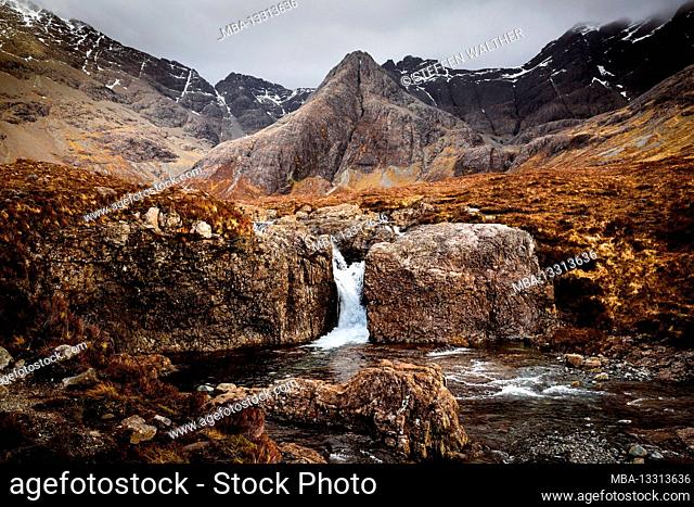Scotland, Highlands, Skye, Fairy Pools, waterfall