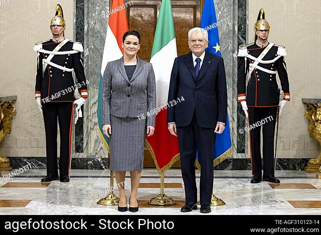 President of the Italian Republic Sergio Mattarella receives the Hungarian President Katalin Novak at the Quirinale, Rome, Italy 31 Jan 2023