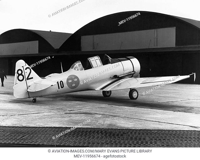 Swedish Airforce Sk-16 North American T-6 Texan Parked by Hangars