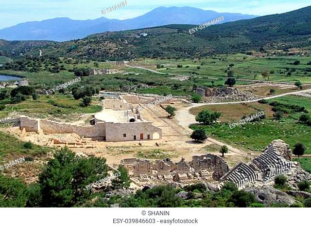 Ancient ruins of theater and odeon in Patara, Turkey
