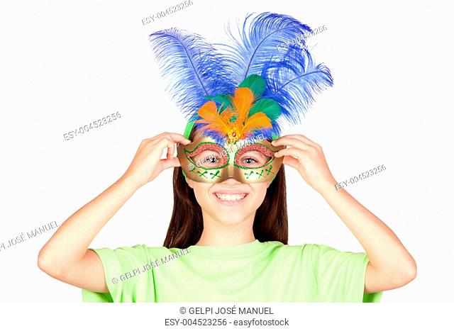 Adorable little girl with Venetian carnival mask