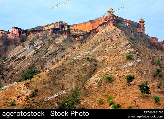 Jaigarh Fort on the top of Hill of Eagles near Jaipur, Rajasthan, India. The fort was built by Jai Singh II in 1726 to protect the Amber Fort