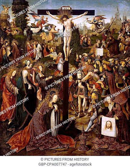 Religion: The crucifixion of Christ, painted by Dutch artist Jacob Cornelisz van Oostsanen (1470-1533)