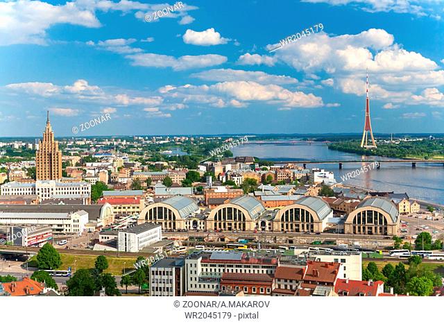 Panoramic view on the center of Riga