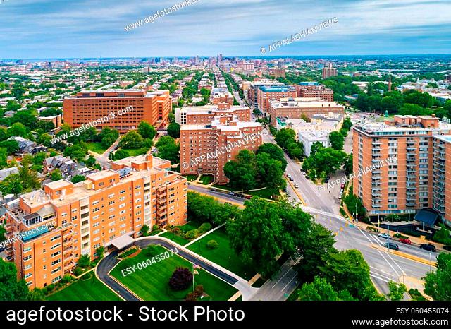 View of Guilford and Charles Village, in Baltimore, Maryland